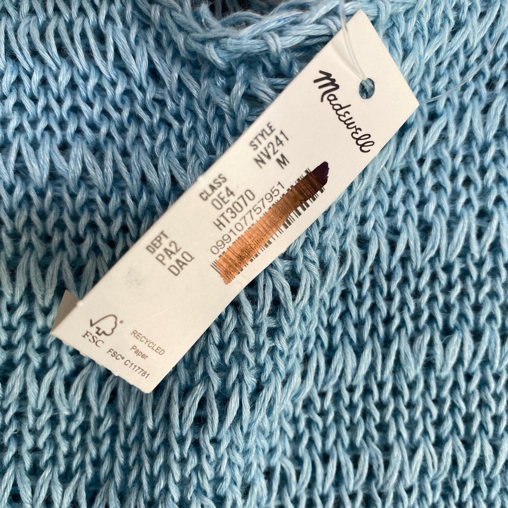 Madewell Sweater Womens Medium Blue Knit Tank Linen Blend Sleeveless NV241 - Picture 4 of 8
